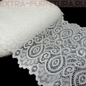 Кружево-стрейч TBY.L1351 шир.180мм, цв.004 сумрачный белый (уп.25м)