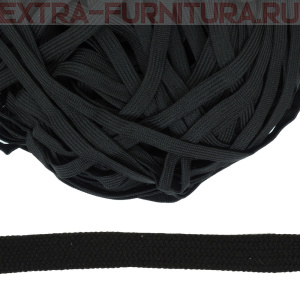 Шнур ПЭ плоский 10 мм, цв. черный, уп.100м