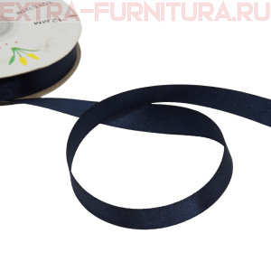 Лента атласная 12 мм цв. 163 темно-синий рул. 27,42м