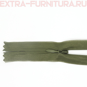 Молния потайная  № 3, 20 см, цв. 263 темный хаки п/э пл.9,3 гр/м