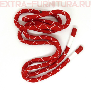 Шнурки круглые 130 см, прорезин.наконечник, Белая полоса, цв.красный/белый