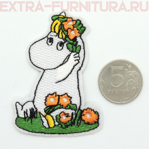 Термоаппликация Бегемотик на лугу