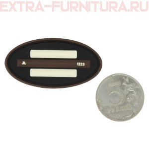 Нашивка силиконовая овал 5*2,5см черный с коричневой и молочными полосами