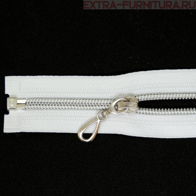 Молния спираль декор Т5 60см цв.белый/серебро MaxZipper