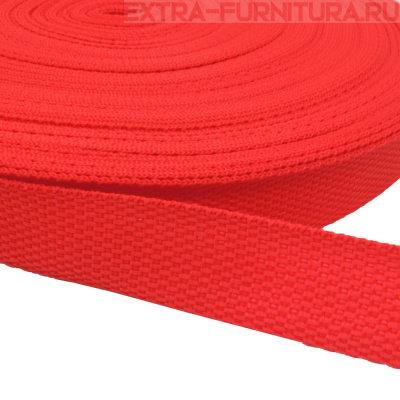 Стропа шир.25мм, цв.190 красный яркий, уп.50м, пл. 9,8 гр/м