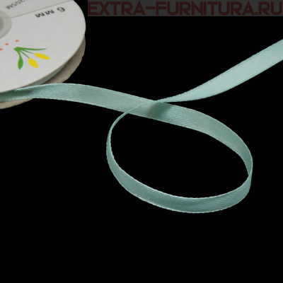 Лента атласная  6 мм  цв.141 бледно-голубой рул. 27,42м