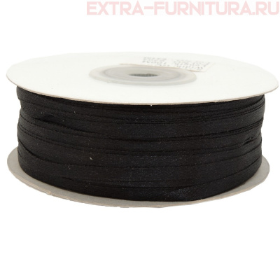 Лента атласная  3 мм  цв. черный рул. 100м