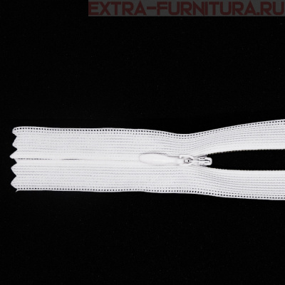 Молния потайная  № 3, 30 см, цв. 101 белый п/э пл.9,3 гр/м