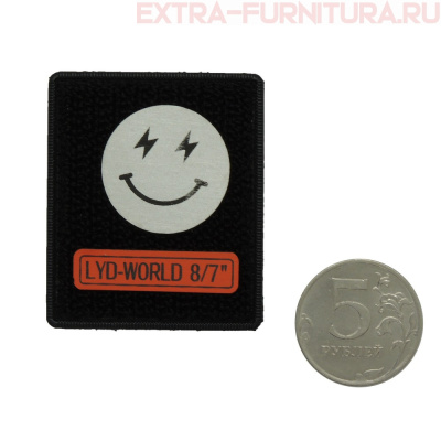 Нашивка "Под кожу" Смайл на черном цв.белый