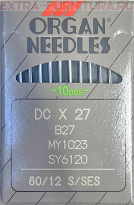 Иглы Organ высокоскоростн.оверлок (DC*27/80 SES) для ПШМ № 80/12 SES, уп.10шт.
